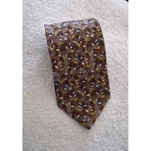 Ermenegildo Zegna Floral Silk Tie Brown Blue Green Made in Italy Luxury 3.5"